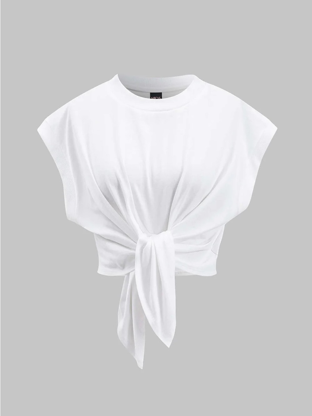 022. Micas Solid Ruched Tie Front T-Shirt XS